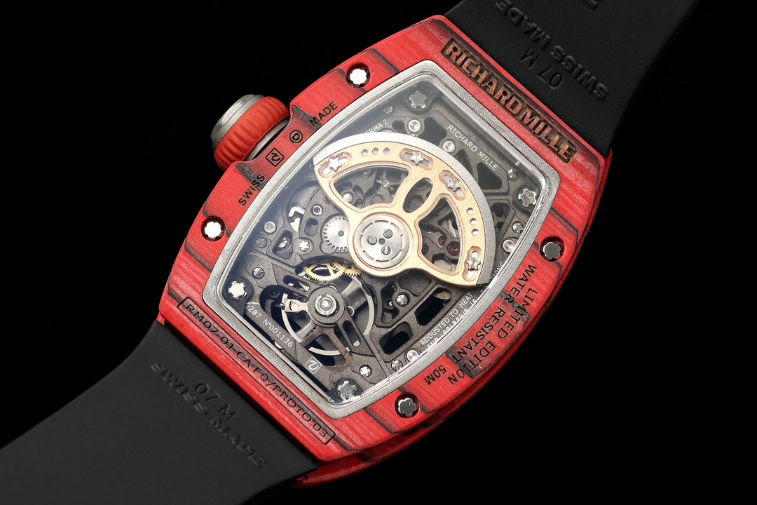 Richard Mille RM07-01 Racing Red Carbon Black Rubber Strap 46mm Ladies Watch