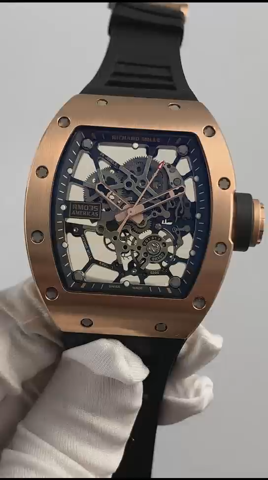 Richard Mille RM 035 Black Toro Nadal Rose Gold Replica Watch