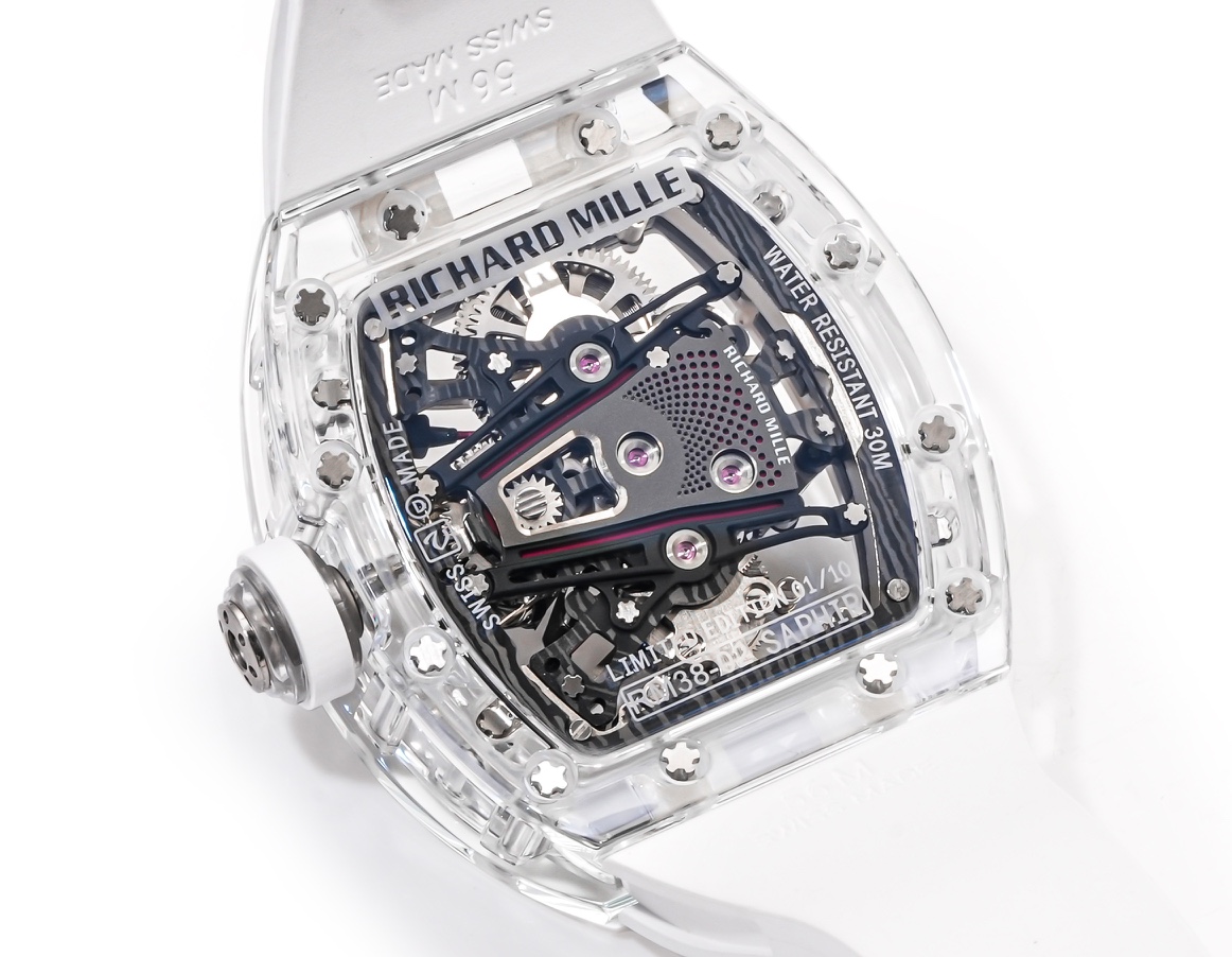 RM38-02 Richard Mille Tourbillon Movement Edition Crystal White Rubber Strap