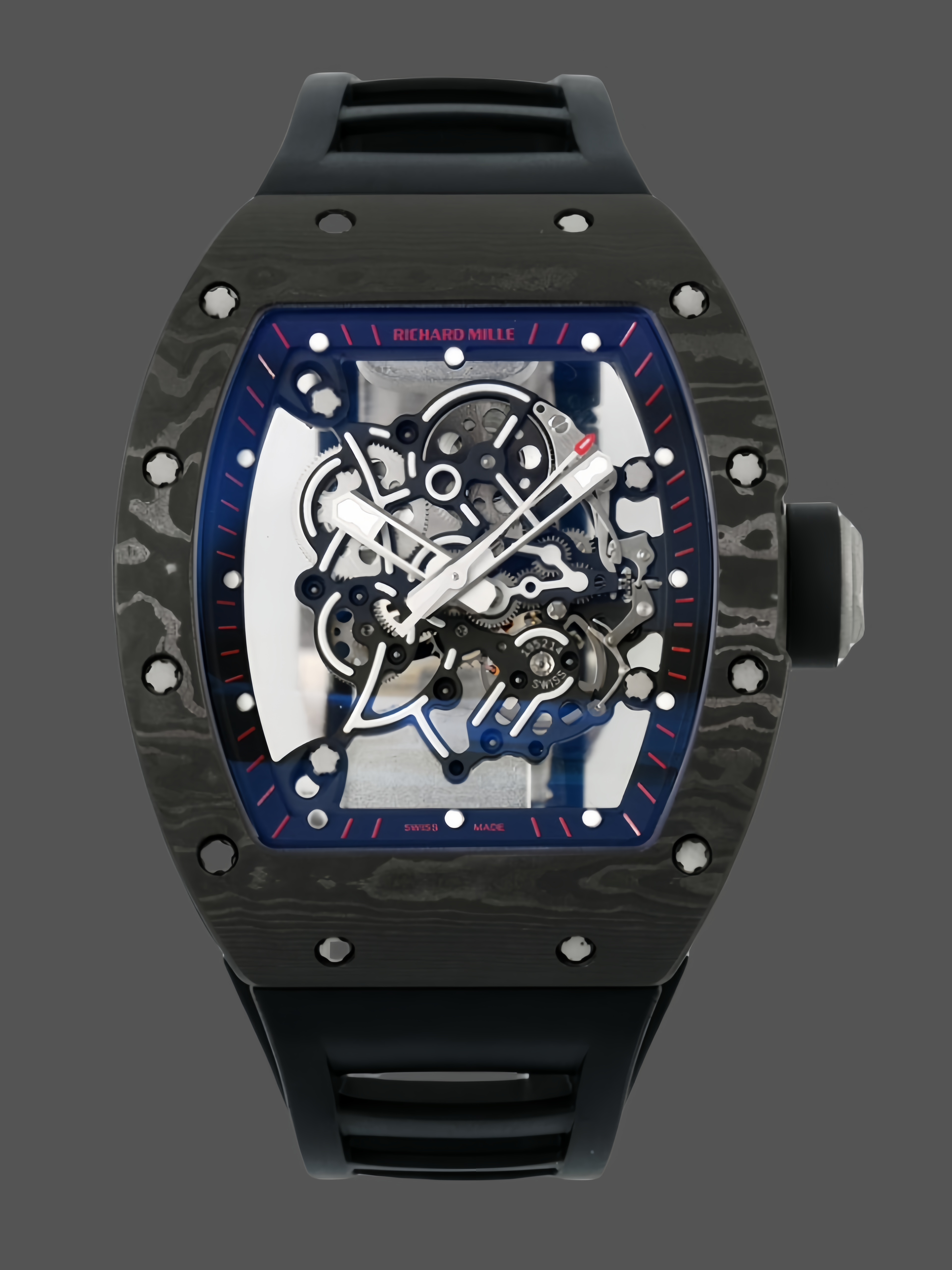 Richard Miller RM 055 RMUL2 NTPT Carbon Fiber Black Rubber Strap