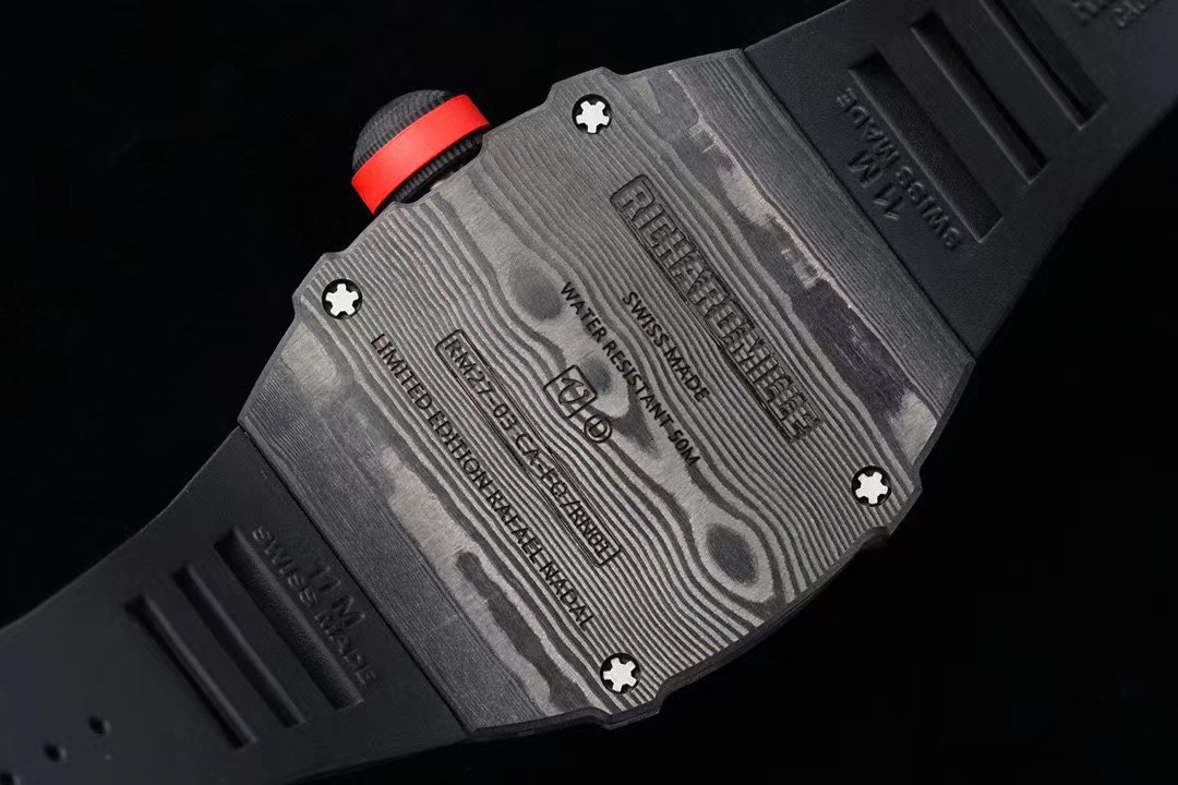 Replica RM 27-03 Rafael Nadal Black Tourbillon Black Rubber Strap