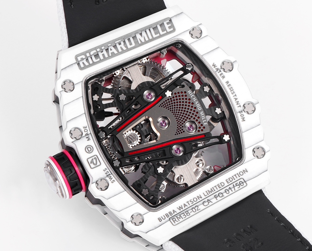 Richard Mille RM 38 02 Bubba Watson Tourbillon White Case Rubber & Fabric Strap