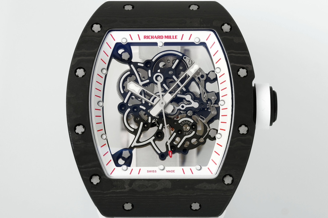 Richard Miller RM 055 RMUL2 NTPT Carbon Fiber White Rubber Strap