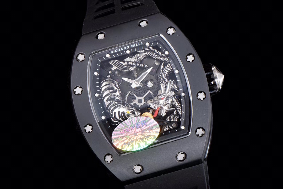 Richard Miller RM 057 NTPT Carbon Fiber Black Rubber Strap