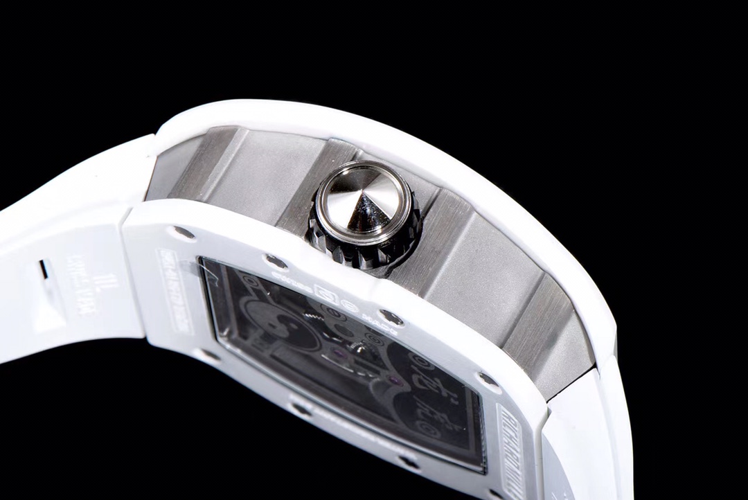 Richard Miller RM 057 NTPT Carbon Fiber White Rubber Strap