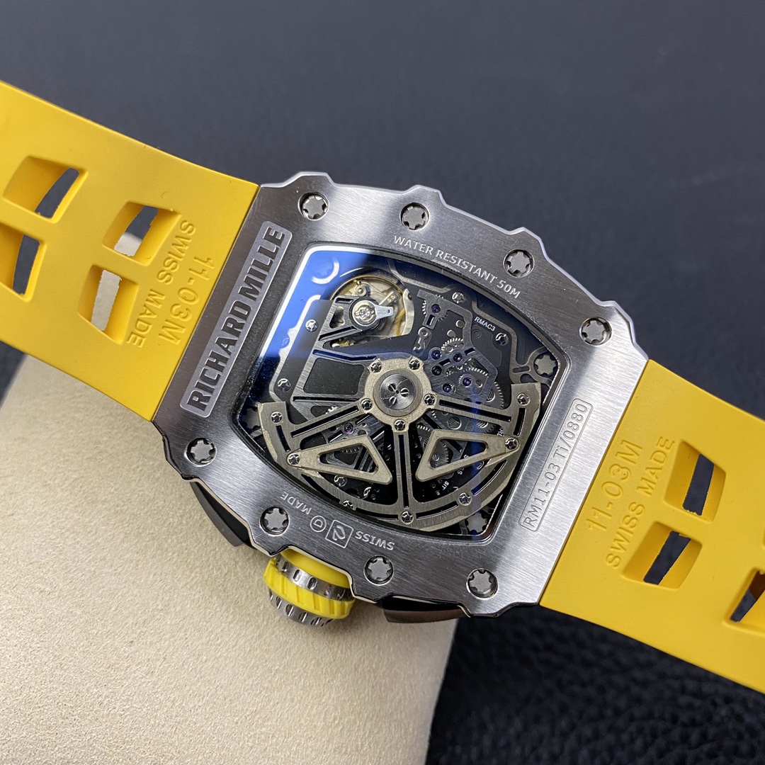 Richard Mille RM 11 03 Titanium Skeleton Dial Yellow Strap