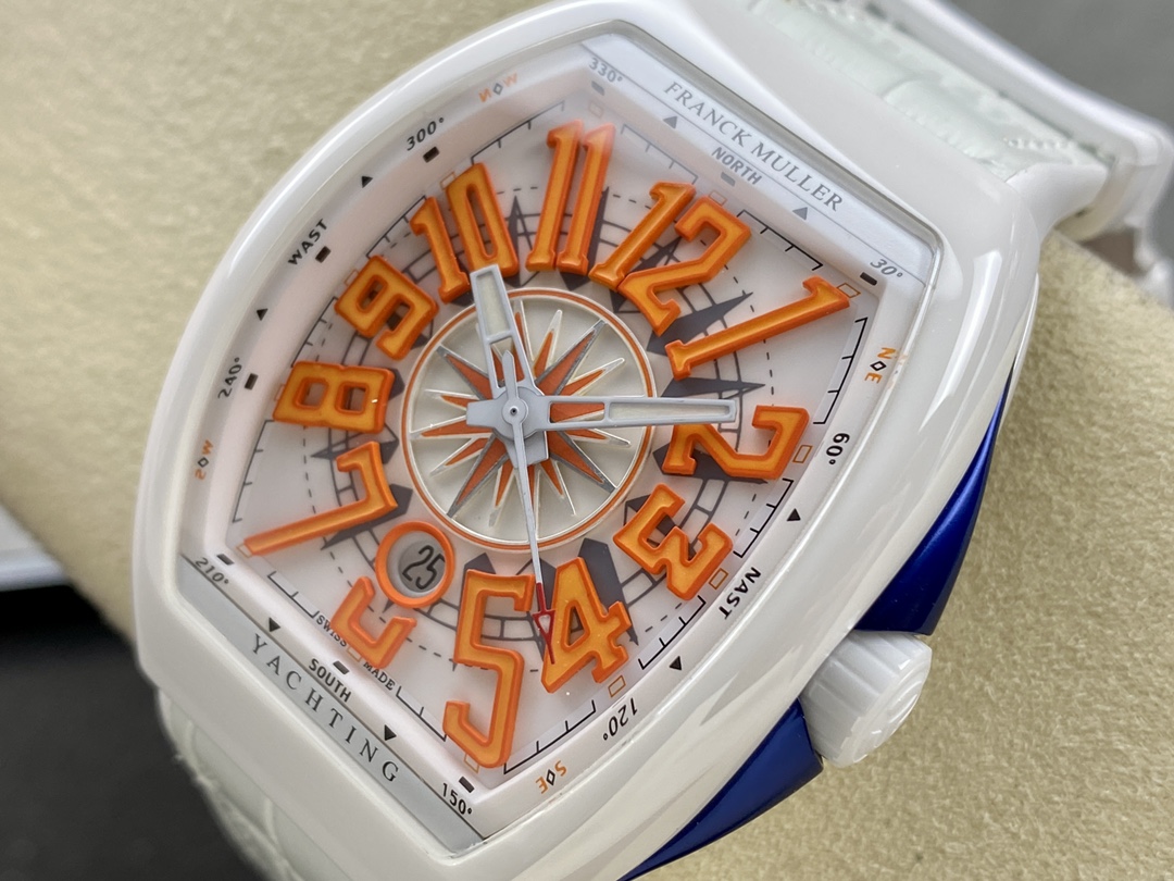 Swiss Franck Muller Framulan V45 White Ceramic Yacht Model Orange Number