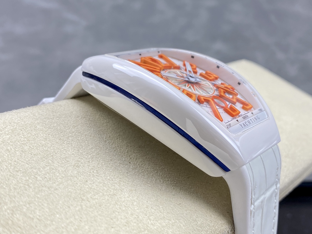 Swiss Franck Muller Framulan V45 White Ceramic Yacht Model Orange Number