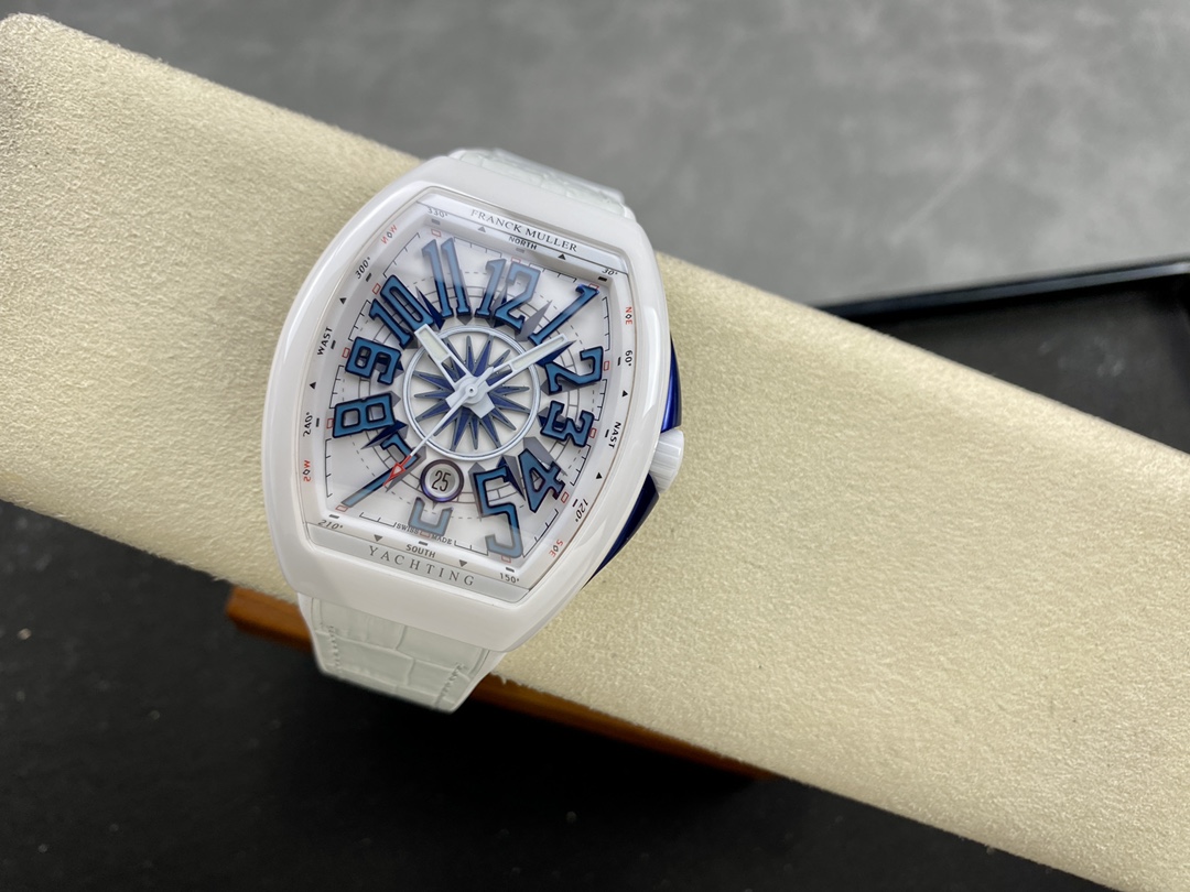 Swiss Franck Muller Framulan V45 White Ceramic Yacht Model Blue Number