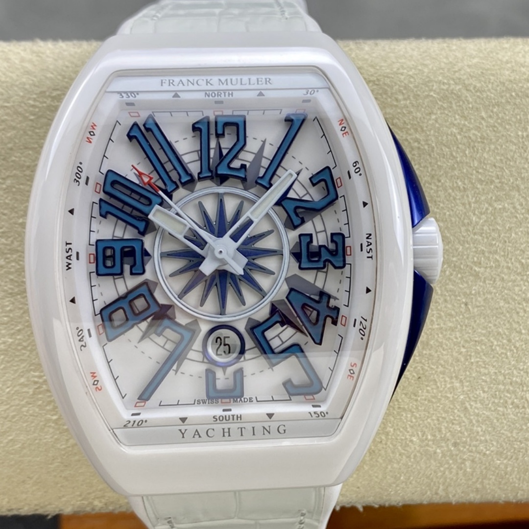 Swiss Franck Muller Framulan V45 White Ceramic Yacht Model Blue Number