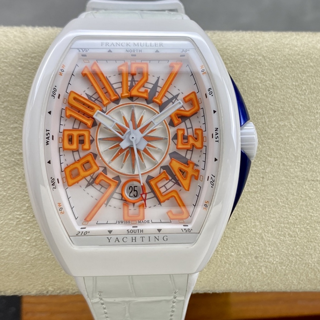 Swiss Franck Muller Framulan V45 White Ceramic Yacht Model Orange Number