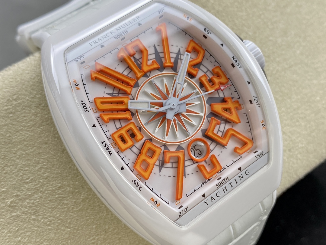 Swiss Franck Muller Framulan V45 White Ceramic Yacht Model Orange Number