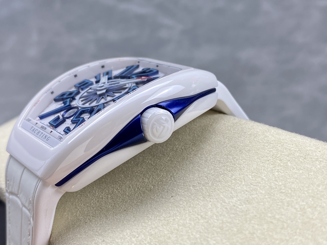 Swiss Franck Muller Framulan V45 White Ceramic Yacht Model Blue Number