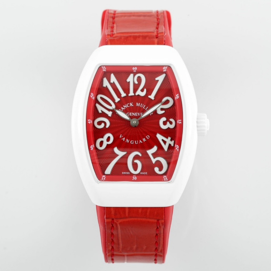 Franck Muller Women's Yacht Red Dial Leather Strap