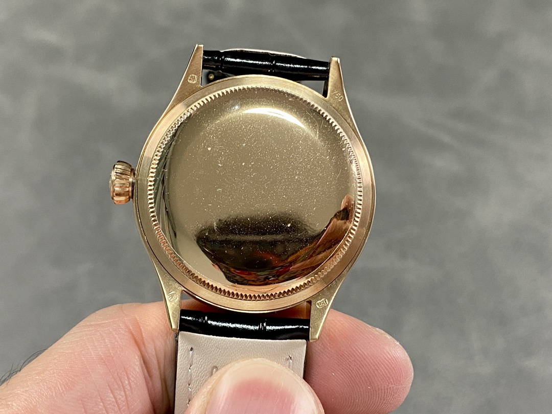 Rolex Cellini Dual Time 50525 Brown Guilloche Dial Black Leather Strap 39mm Mens Replica Watch