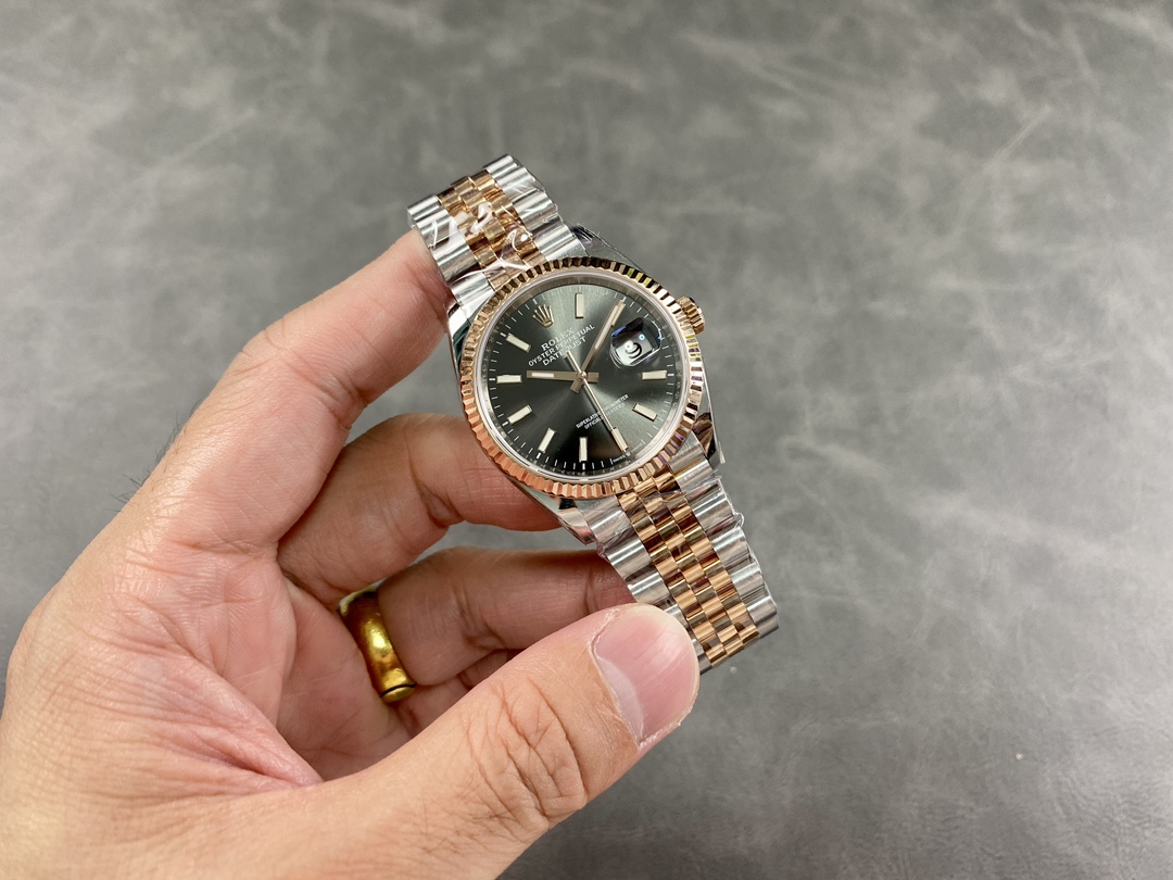 Rolex DateJust 126231 Two-Tone SS Rose Gold Grey Rhodium Dial