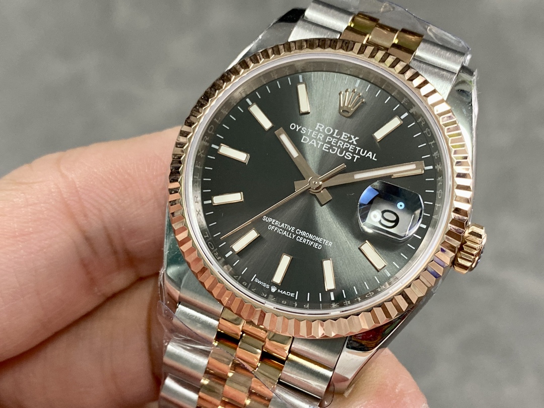 Rolex DateJust 126231 Two-Tone SS Rose Gold Grey Rhodium Dial