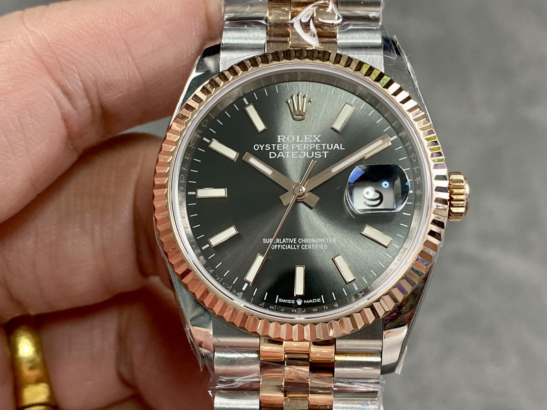 Rolex DateJust 126231 Two-Tone SS Rose Gold Grey Rhodium Dial