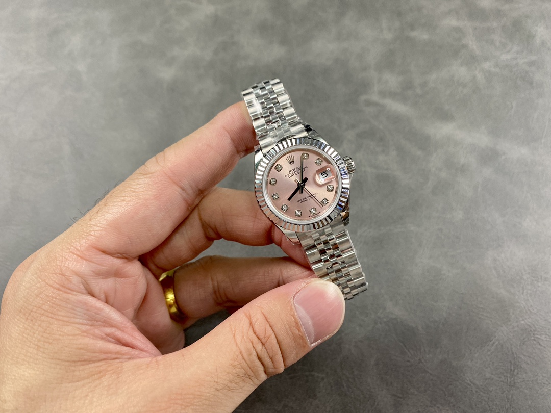 Rolex Datejust 279174 Stainless Steel Pink Diamond Dial 28mm Lady Replica Watch