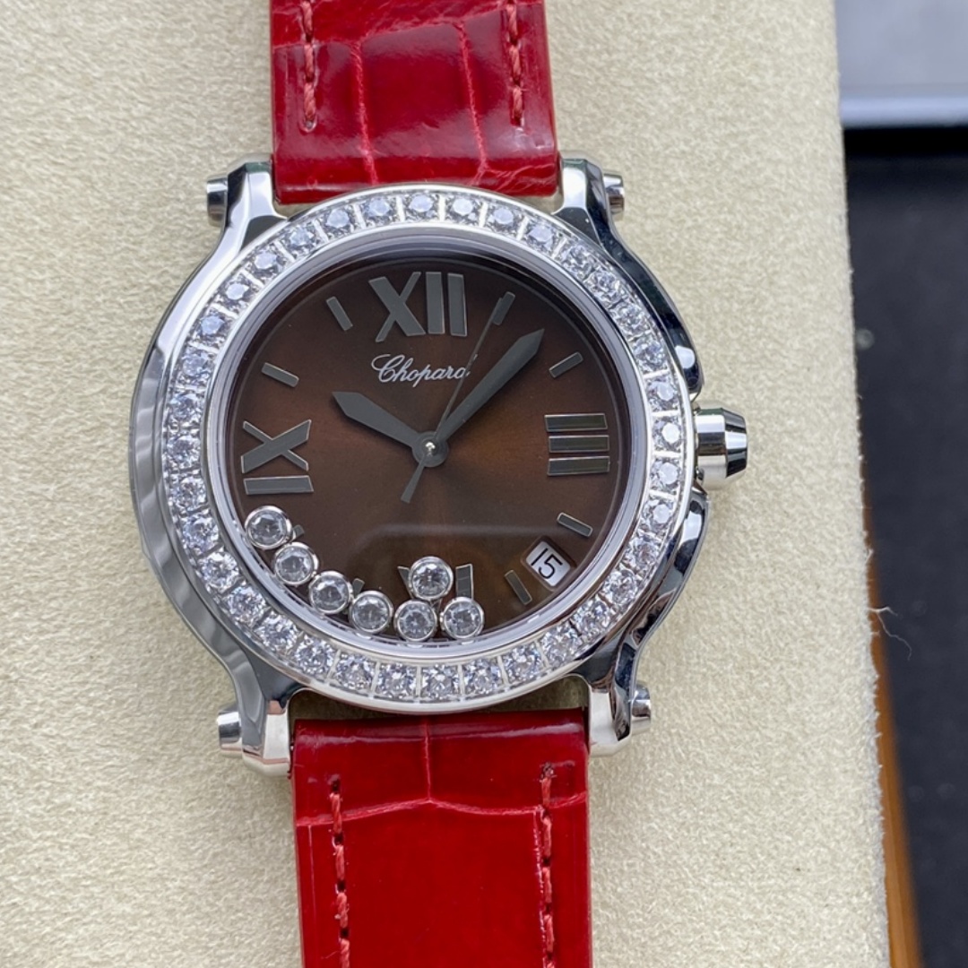 Chopard Happy Sport Diamond Bezel Brown Quartz 278475-3037