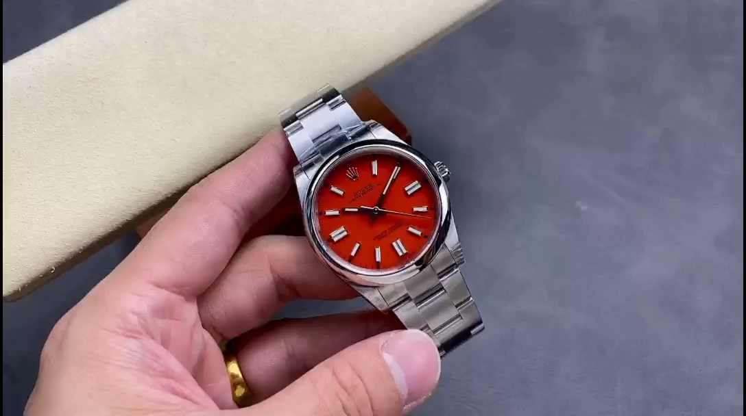 Rolex Oyster Perpetual Coral Red Dial Oyster Bracelet 126000 0007
