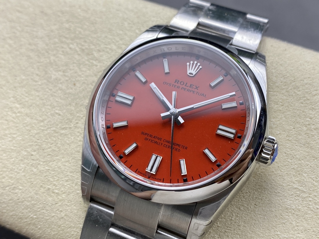 Rolex Oyster Perpetual Coral Red Dial Oyster Bracelet 126000 0007