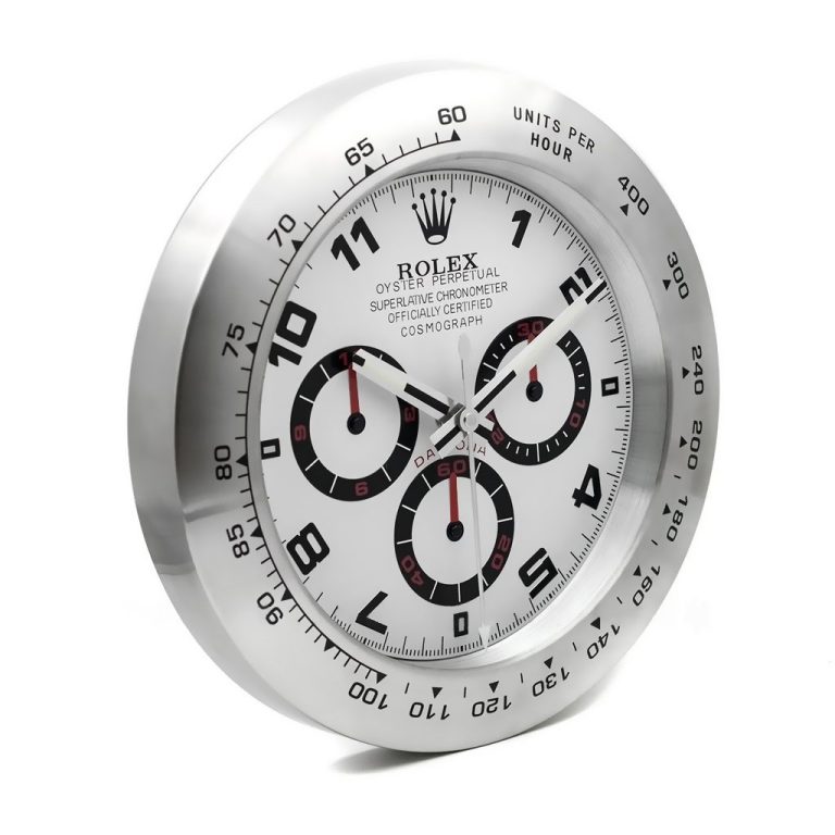 Rolex Daytona Silver Wall Clock