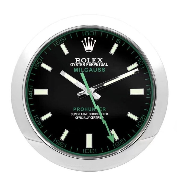 Rolex Milgauss Black & Green Wall Clock