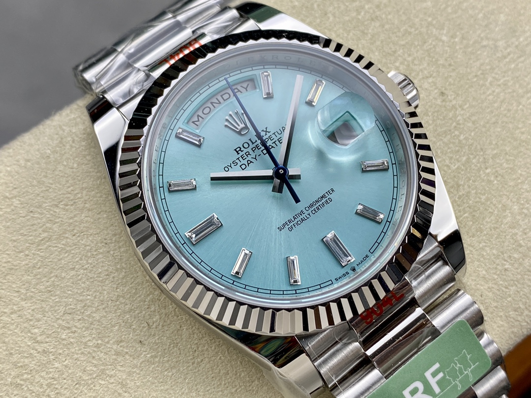 Rolex Day Date 40mm Platinum 228236 0006 Ice Blue Baguette
