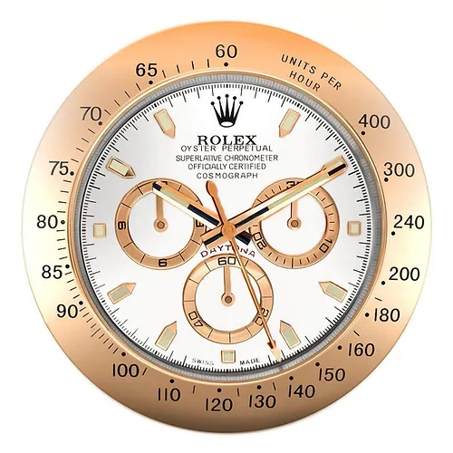 Rolex Daytona Rose Gold & White Wall Clock