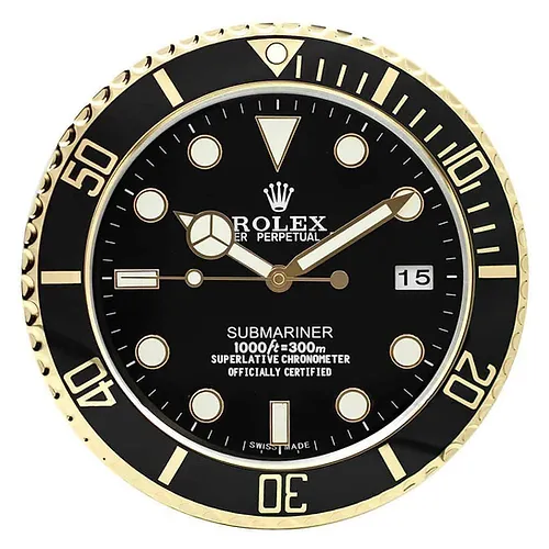 Rolex Submariner Black & Gold Wall Clock
