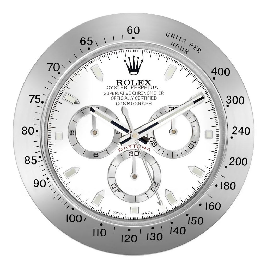 Rolex Daytona Silver & White Wall Clock