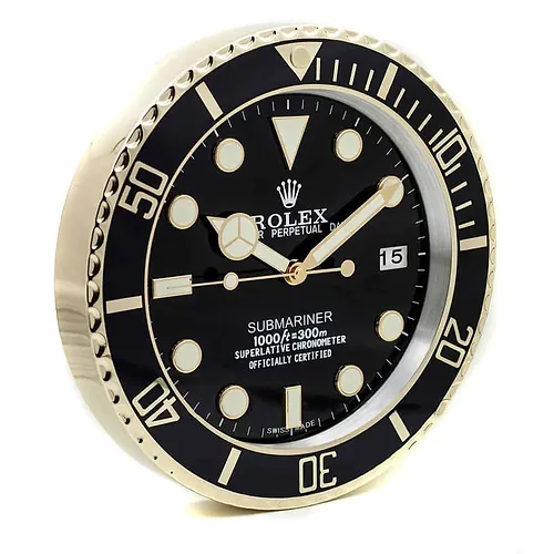 Rolex Submariner Black & Gold Wall Clock
