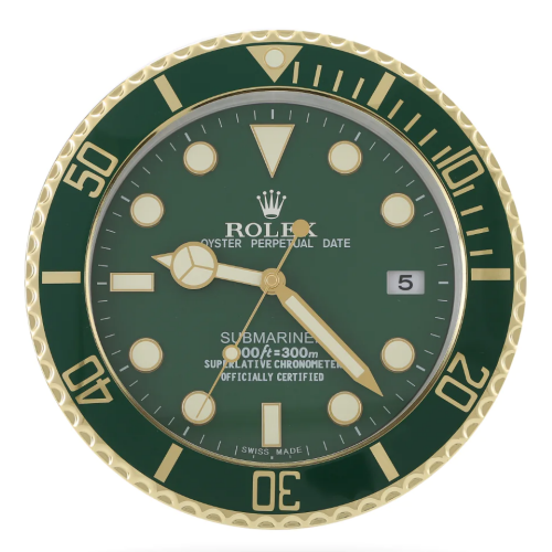 Rolex Submariner Green & Gold Wall Clock