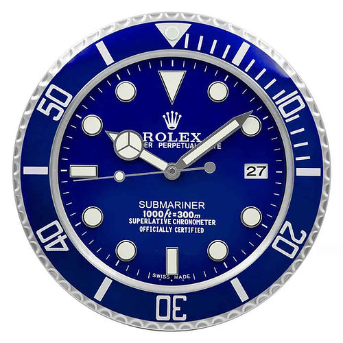 Rolex Submariner Blue Wall Clock