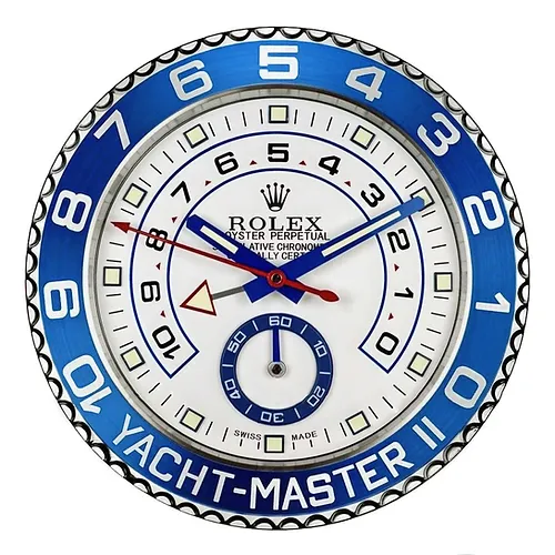 Rolex Yacht Master ll Silver & Blue Wall Clock