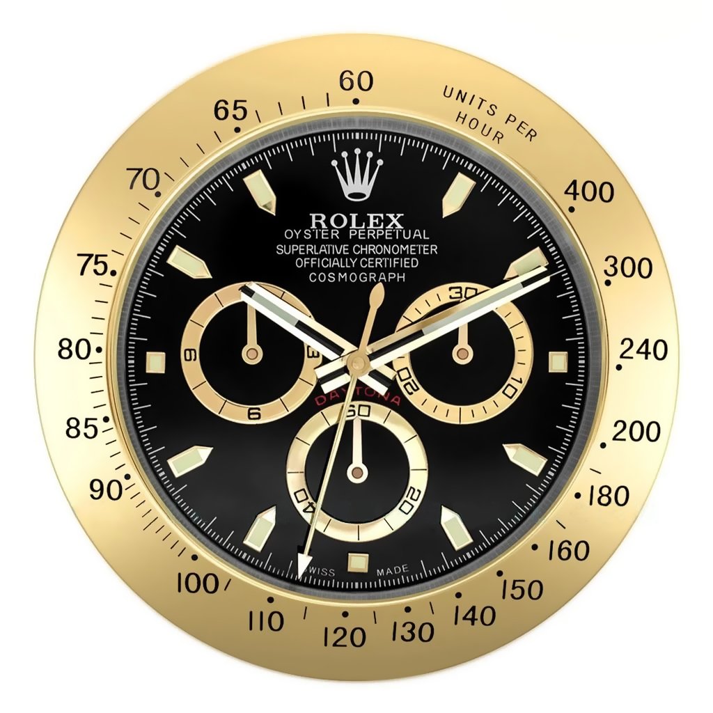 Rolex Daytona Gold & Black Wall Clock