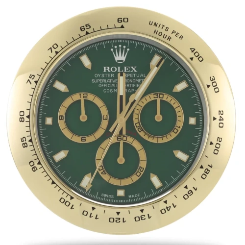 Rolex Daytona Gold & Green Wall Clock