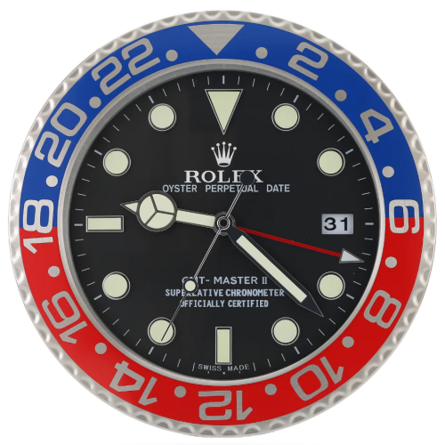 Rolex GMT Master Blue and Red Wall Clock