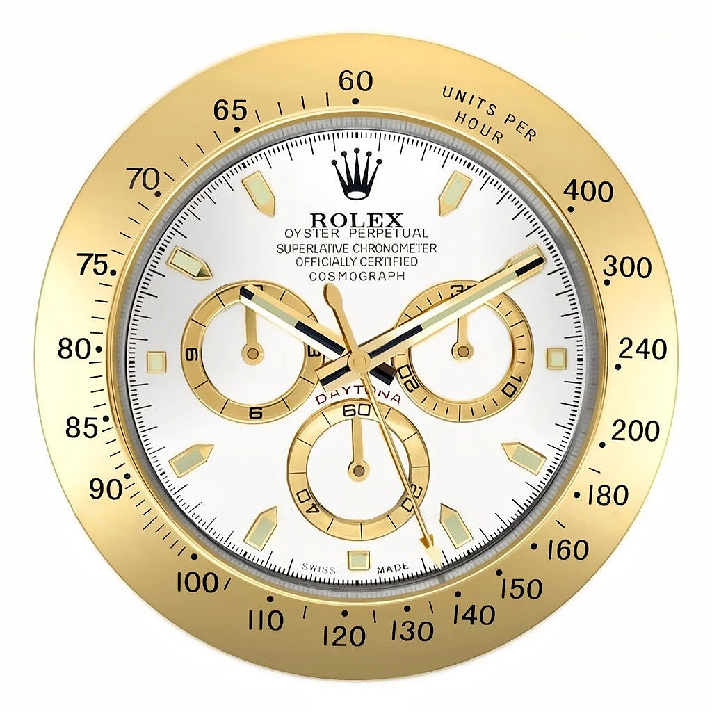 Rolex Daytona Gold & White Wall clock