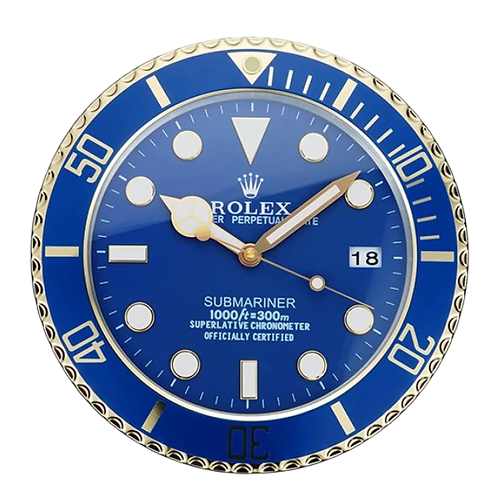 Rolex Submariner Blue & Gold Wall Clock