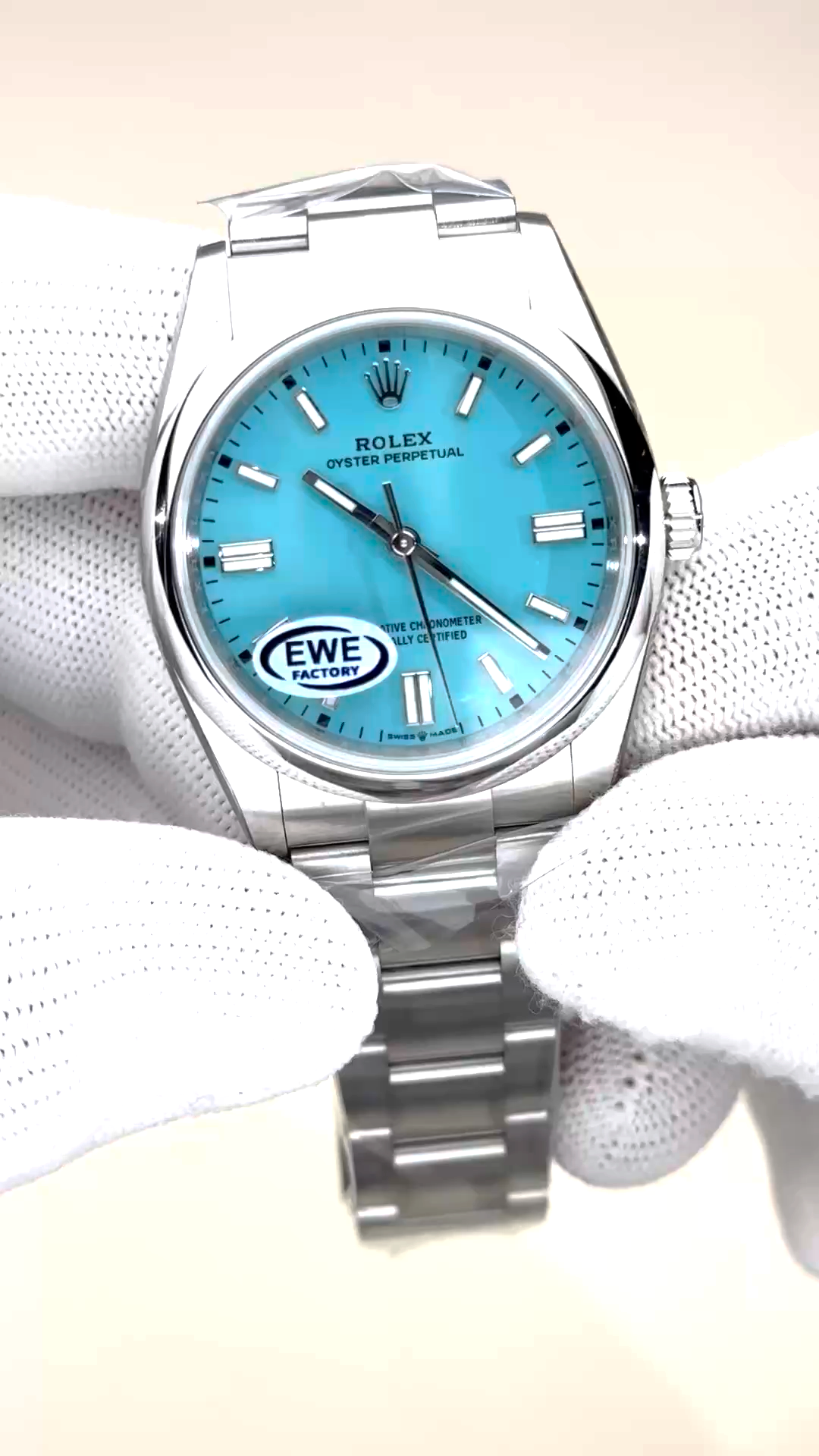 2024 Rolex Oyster Perpetual 126000 Stainless Steel Baby Blue Dial Replica Watch