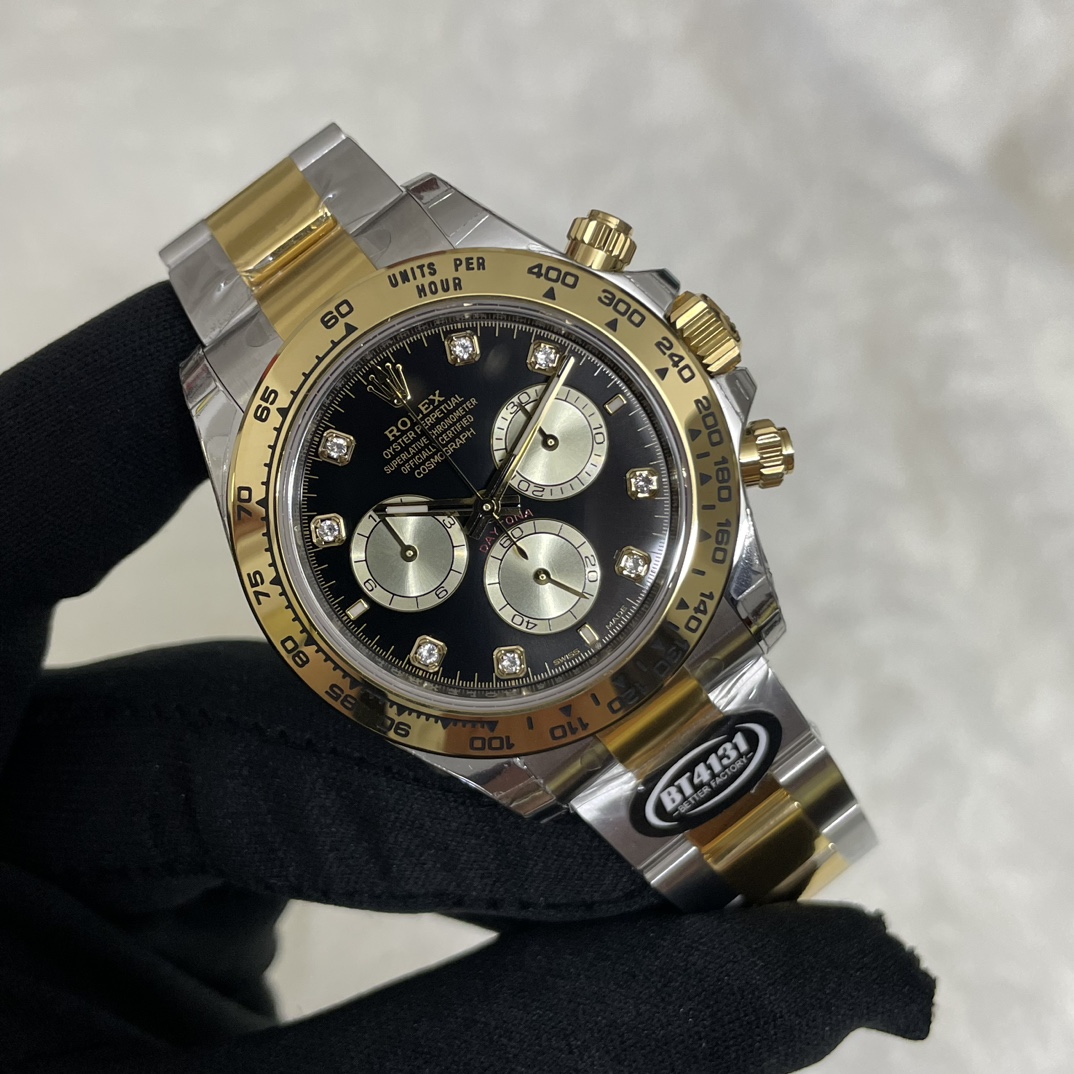 Rolex Two Tone Daytona 126503 0002 Black Diamond Replica Watch