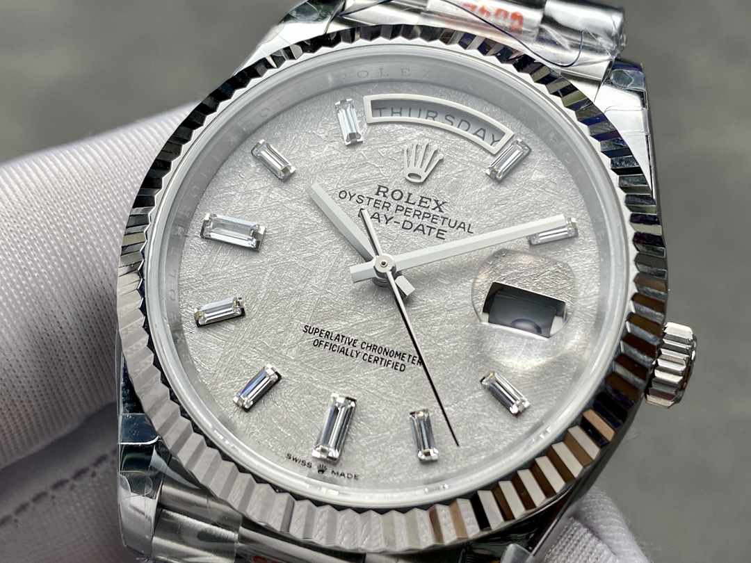 Rolex Day-Date 228239 Meteorite Grey Dial Fluted Bezel 40mm Mens Replica Watch