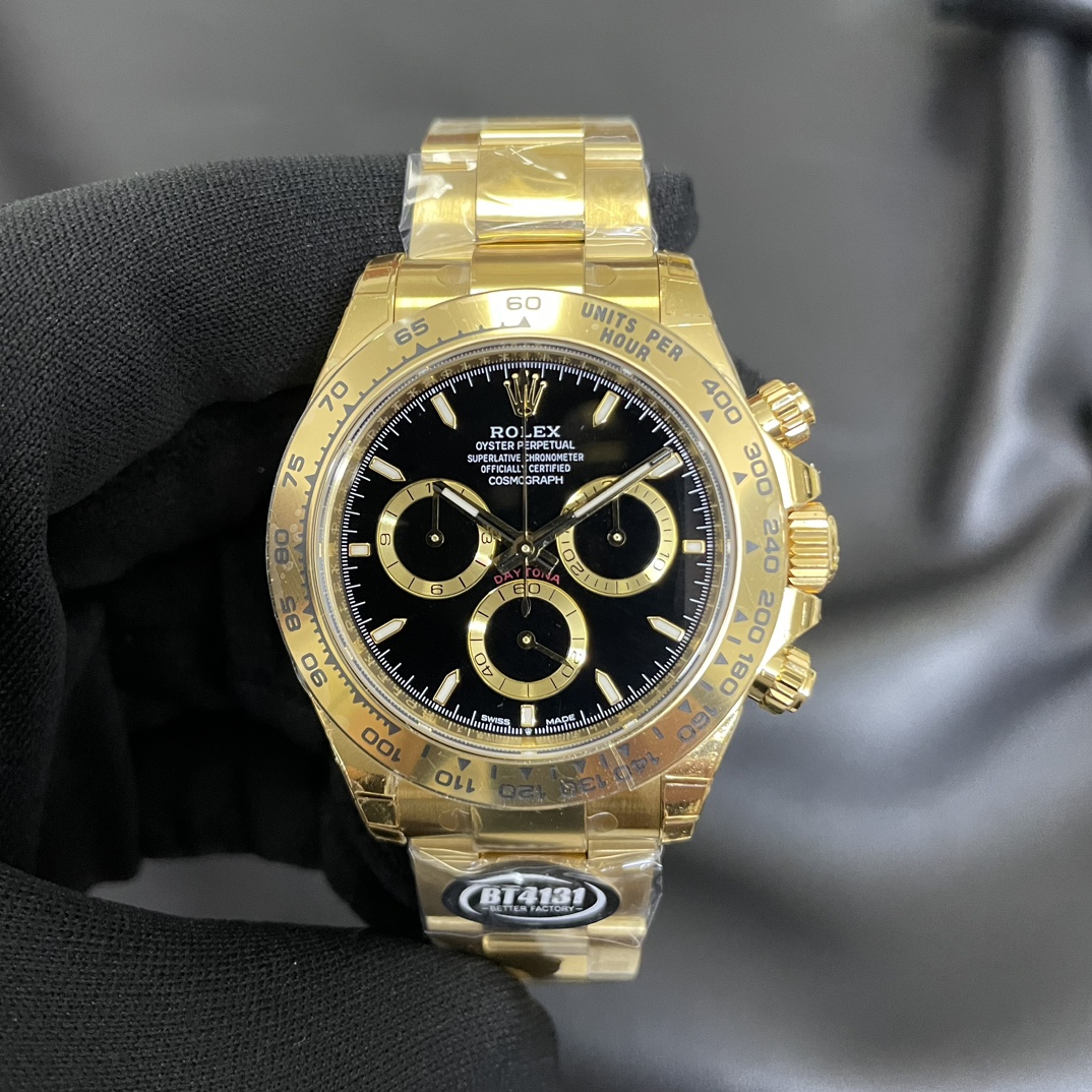 Rolex Daytona 40mm Yellow Gold Oyster Bracelet with Black Stick Dial 126508 0004