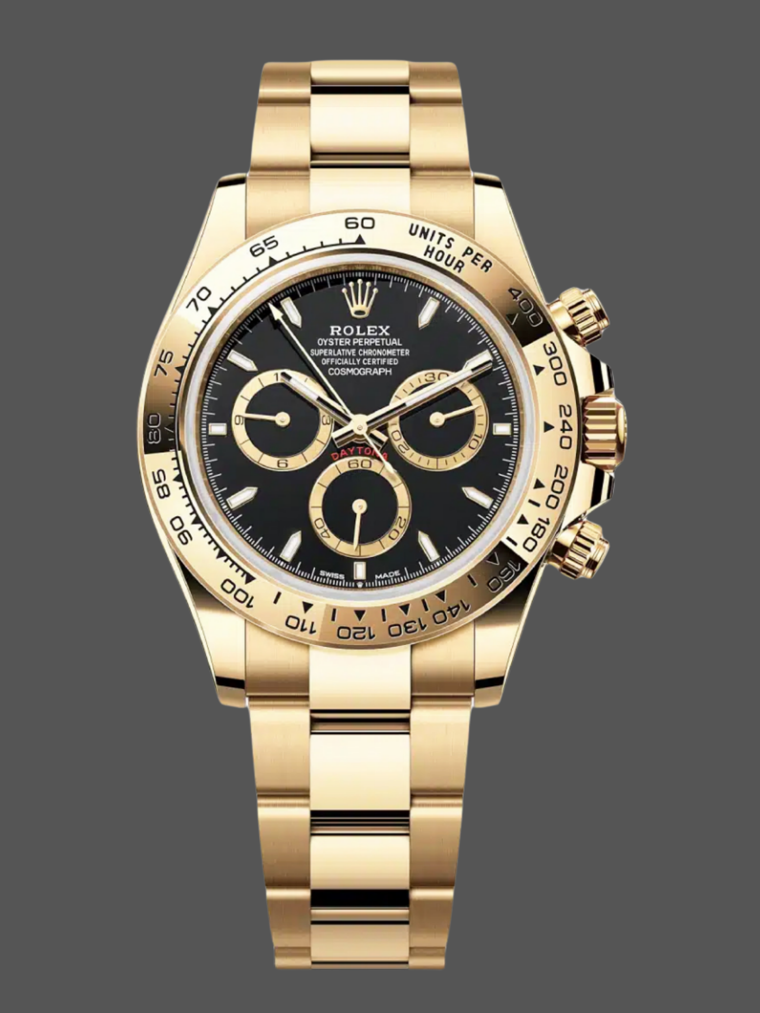 Rolex Daytona 40mm Yellow Gold Oyster Bracelet with Black Stick Dial 126508 0004