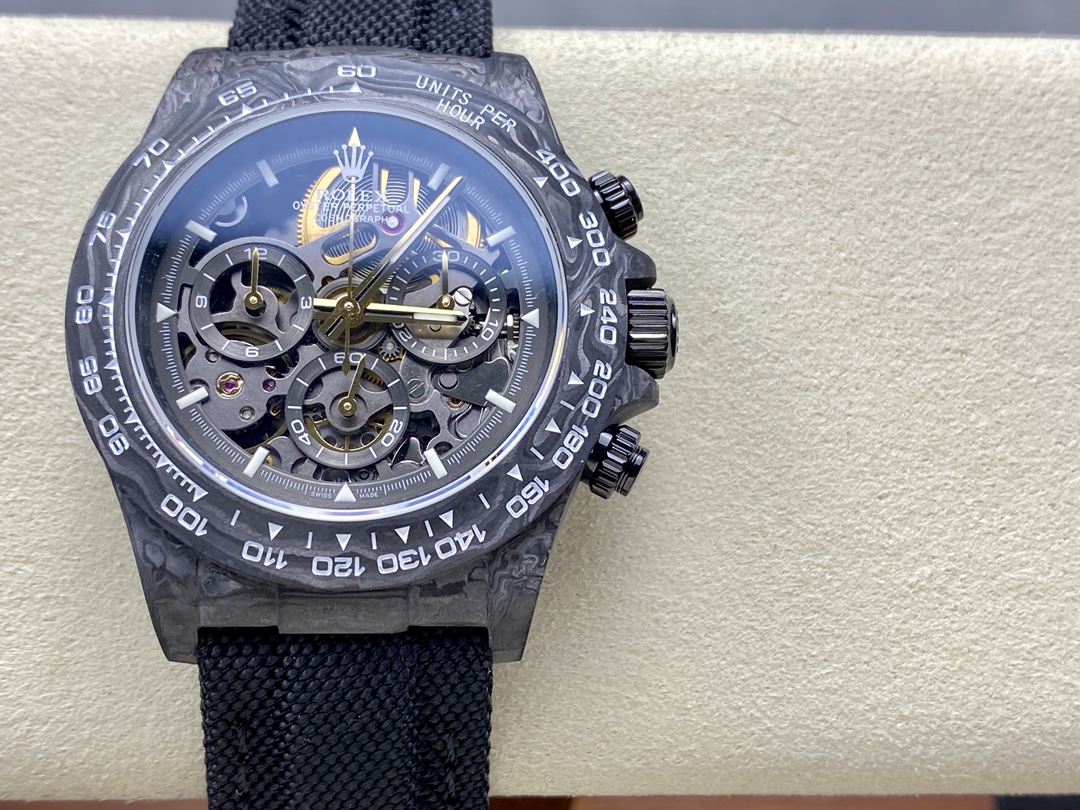 Rolex Daytona DIW Carbon Fiber Skeleton Black Replica Watch