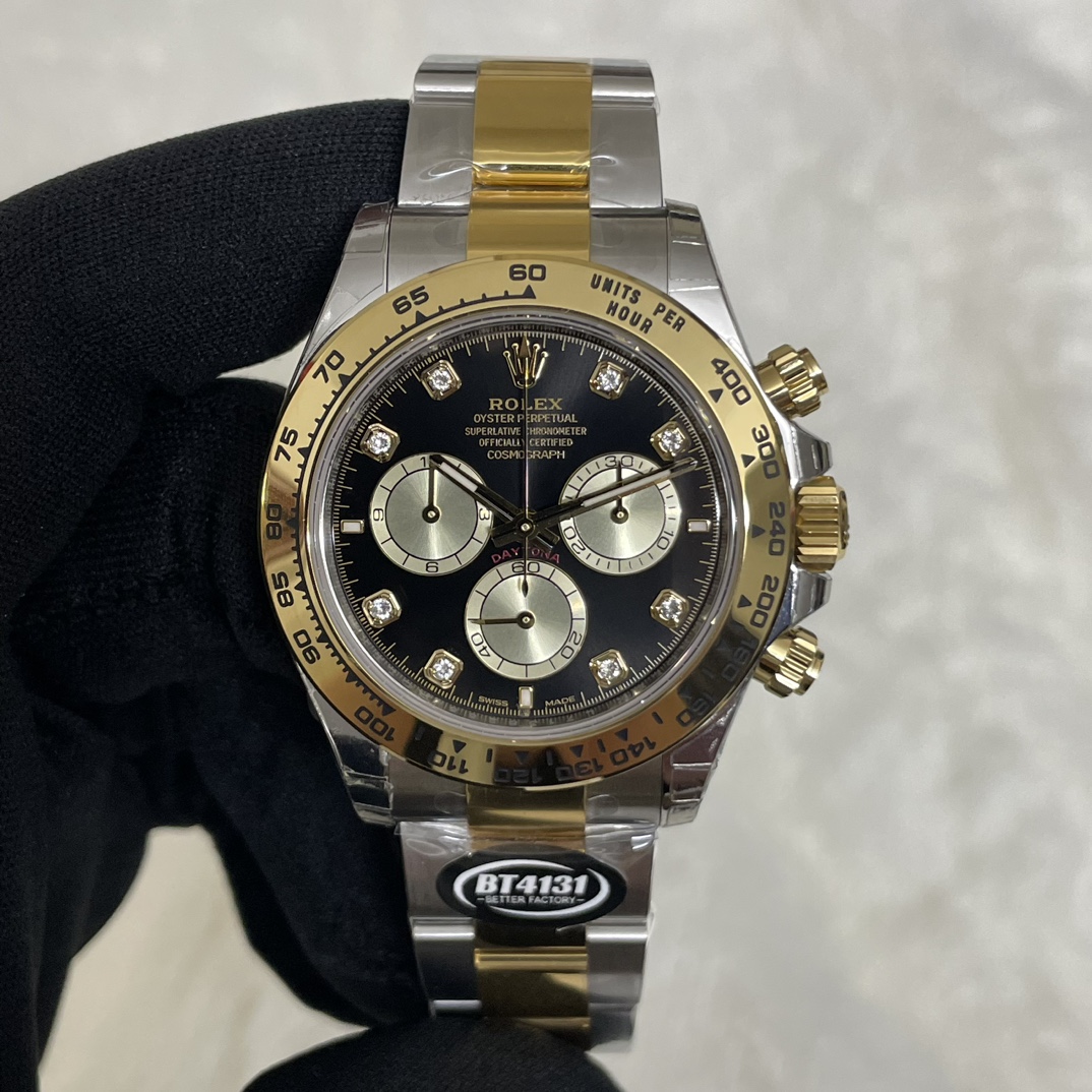 Rolex Two Tone Daytona 126503 0002 Black Diamond Replica Watch