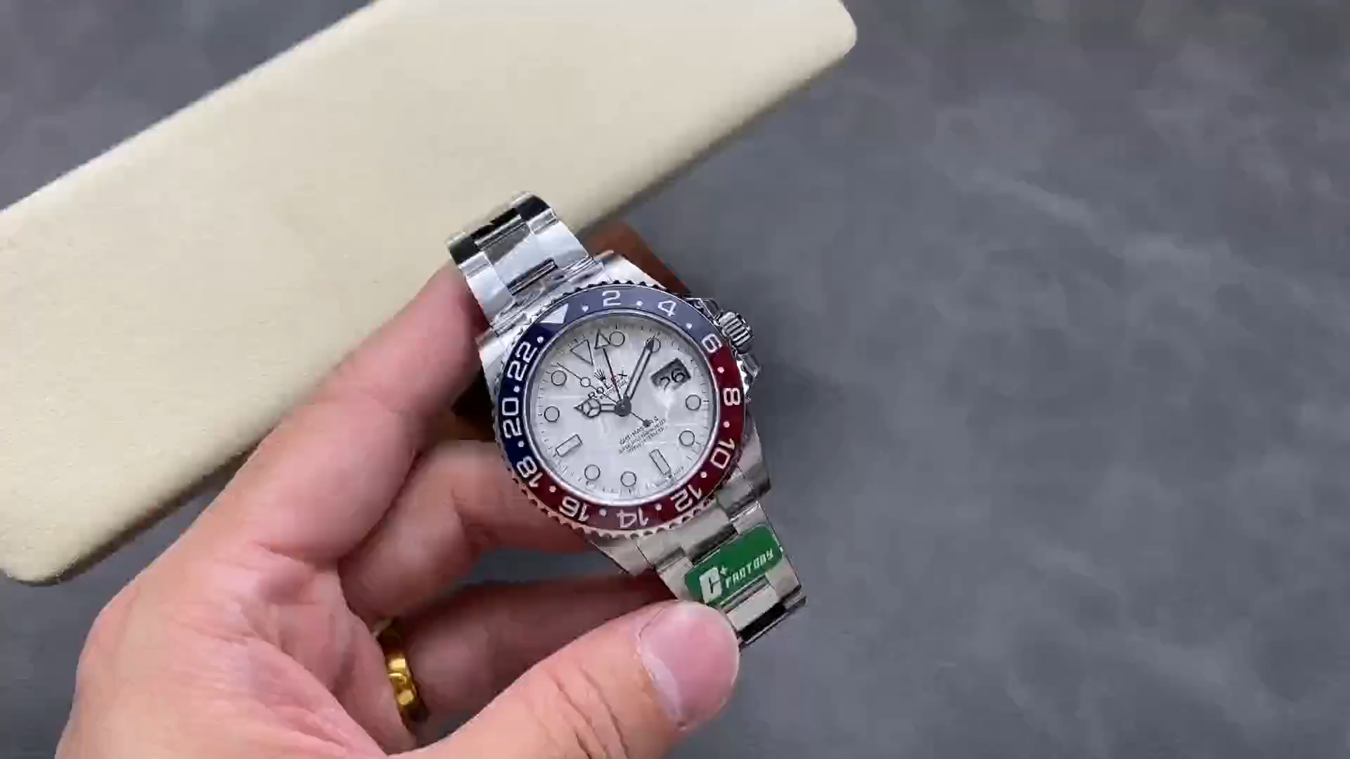 Rolex GMT-Master II 126719 0002 White Gold Meteorite Grey Dial 40mm Mens Replica Watch - Video by C+ Factory.