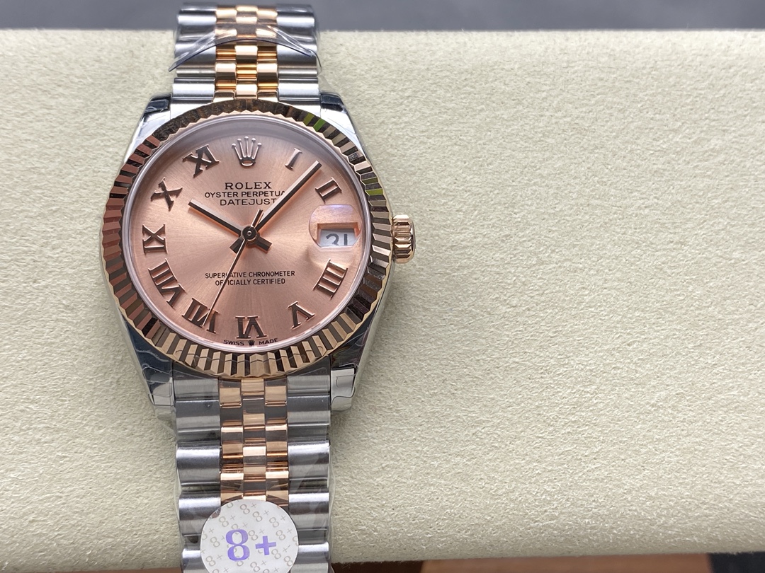 Rolex Datejust 278271 Sun Dust Roman Dial Two Tone Rose Gold Fluted Bezel Jubilee